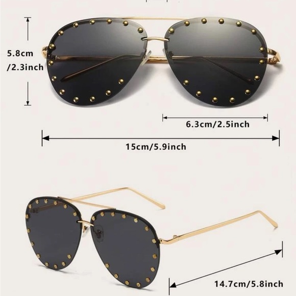 Studded Aviator Sunglasses - Picture 4 of 5